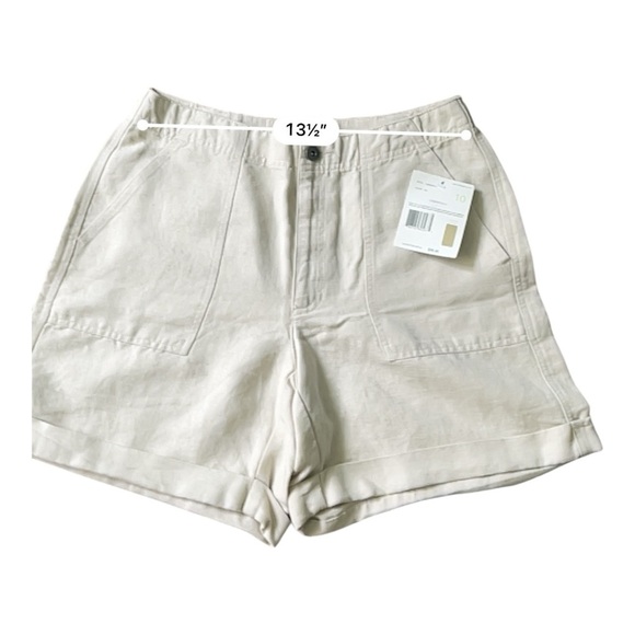 Liz Claiborne casual high waist Shorts 10 pockets zip button linen/cotton gray - Picture 6 of 12